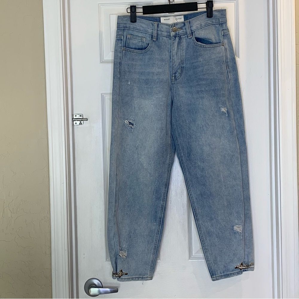 Rivulet Denim Revolution Distressed Jeans Relaxed Fit Cropped High Rise Size 27